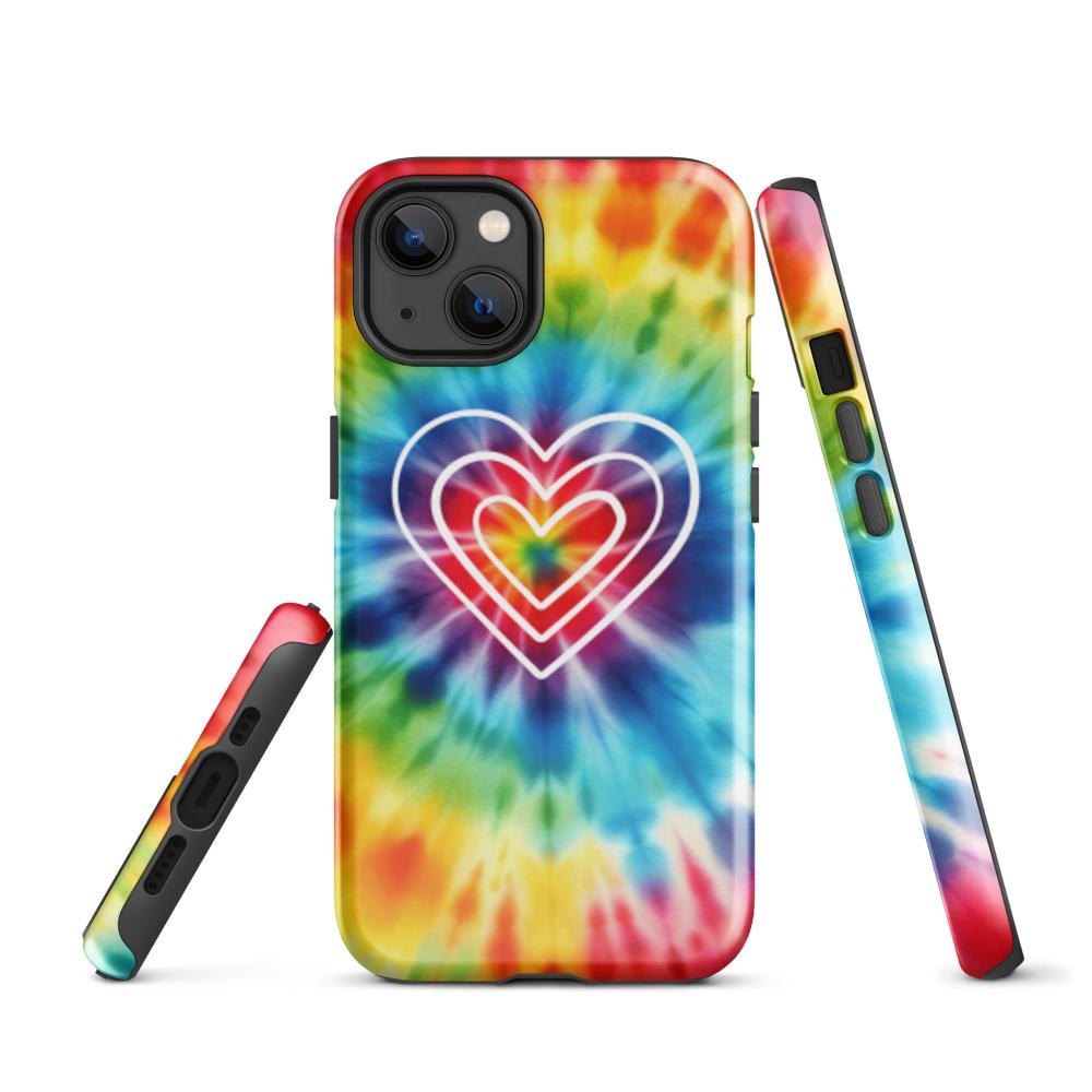 Tie Dye Hearts iPhone 13 Tough Case - Glossy Finish - https://ascensionemporium.net